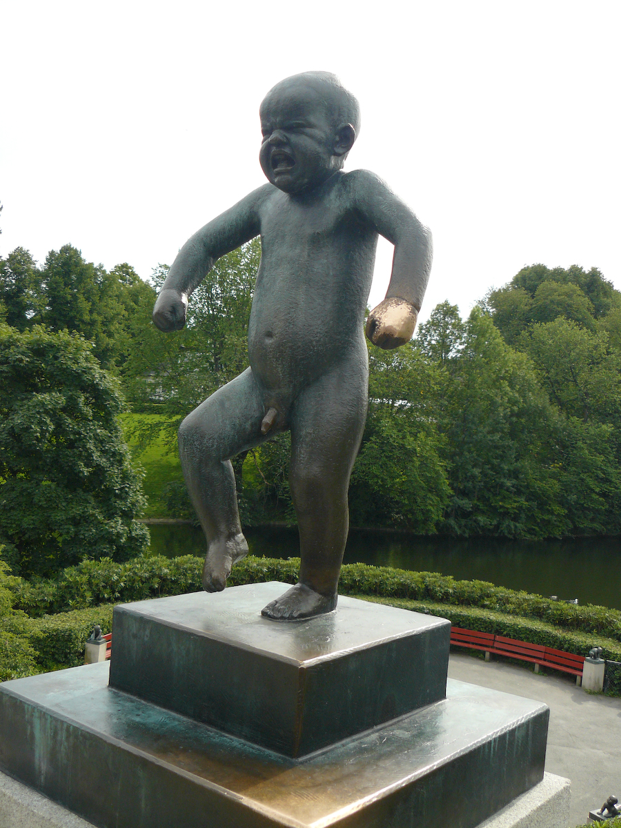 Statue of angry boy