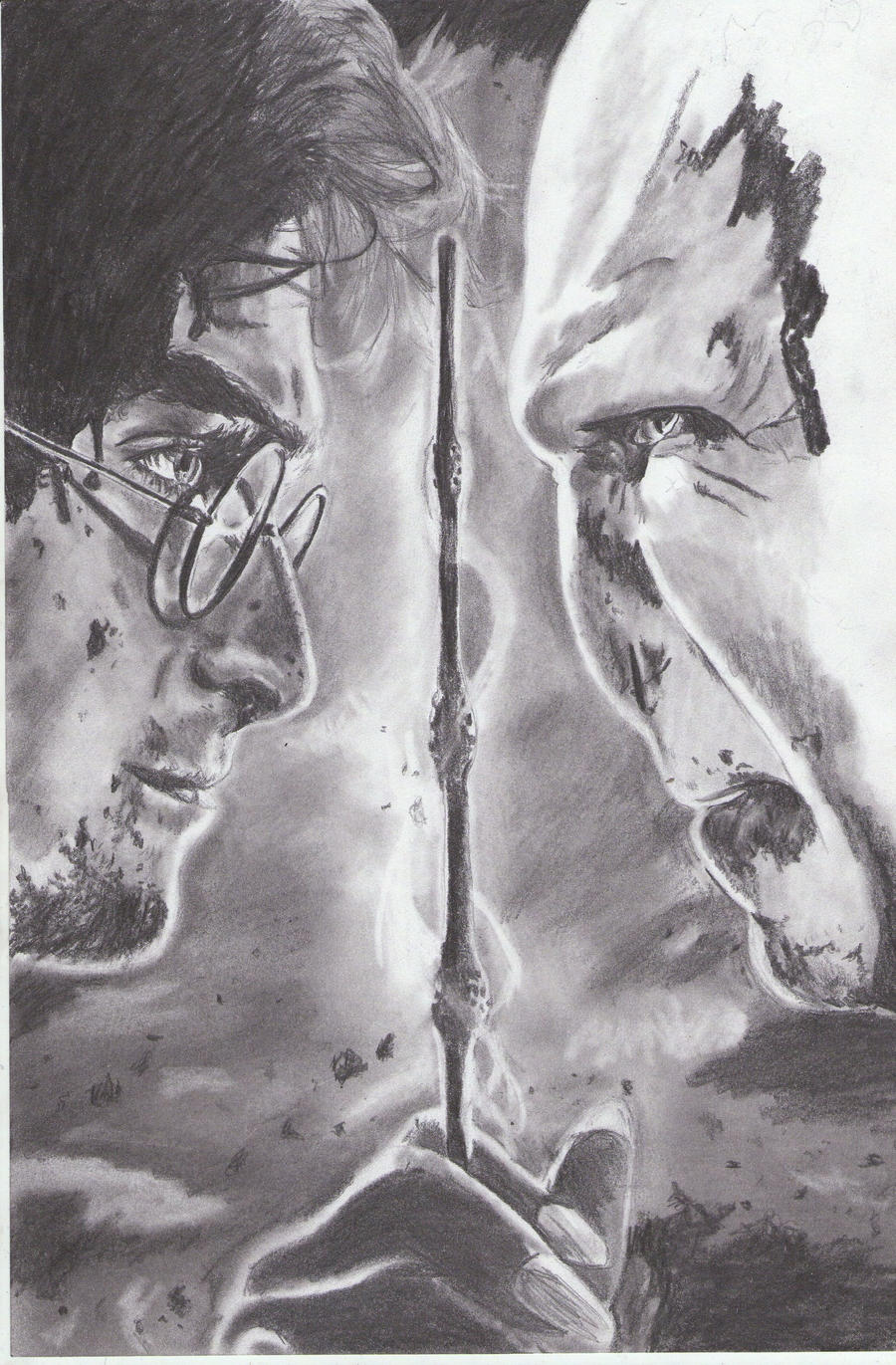 Harry Potter and Voldemort WIP 4 Pencil Drawing