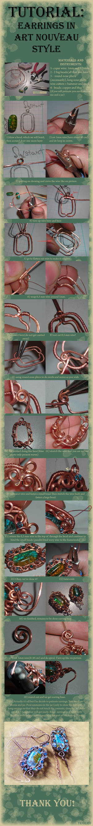 Tutorial earrings in art nouveau style