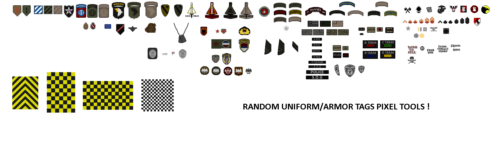 Random Uniform / Armor Tags/Patches PIXEL TOOLS