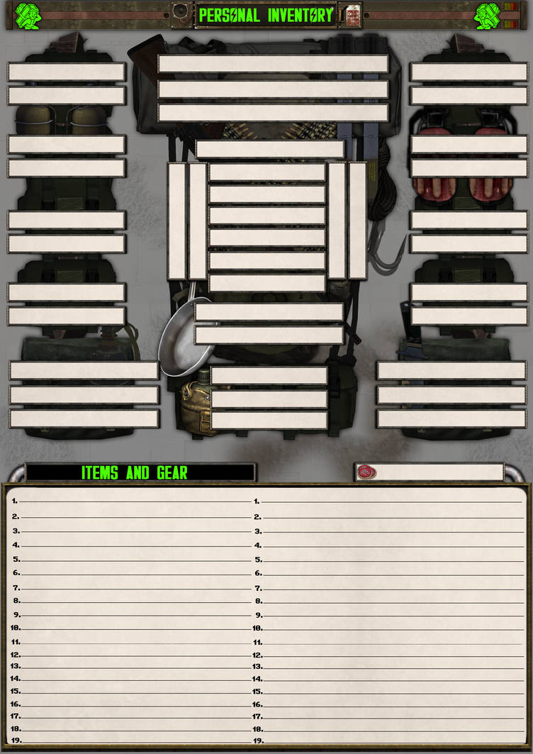 Fallout New Fate Core System - Inventory Sheet by Milosh--Andrich on ...