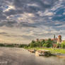 Sunset on Wavel castle in Krakow