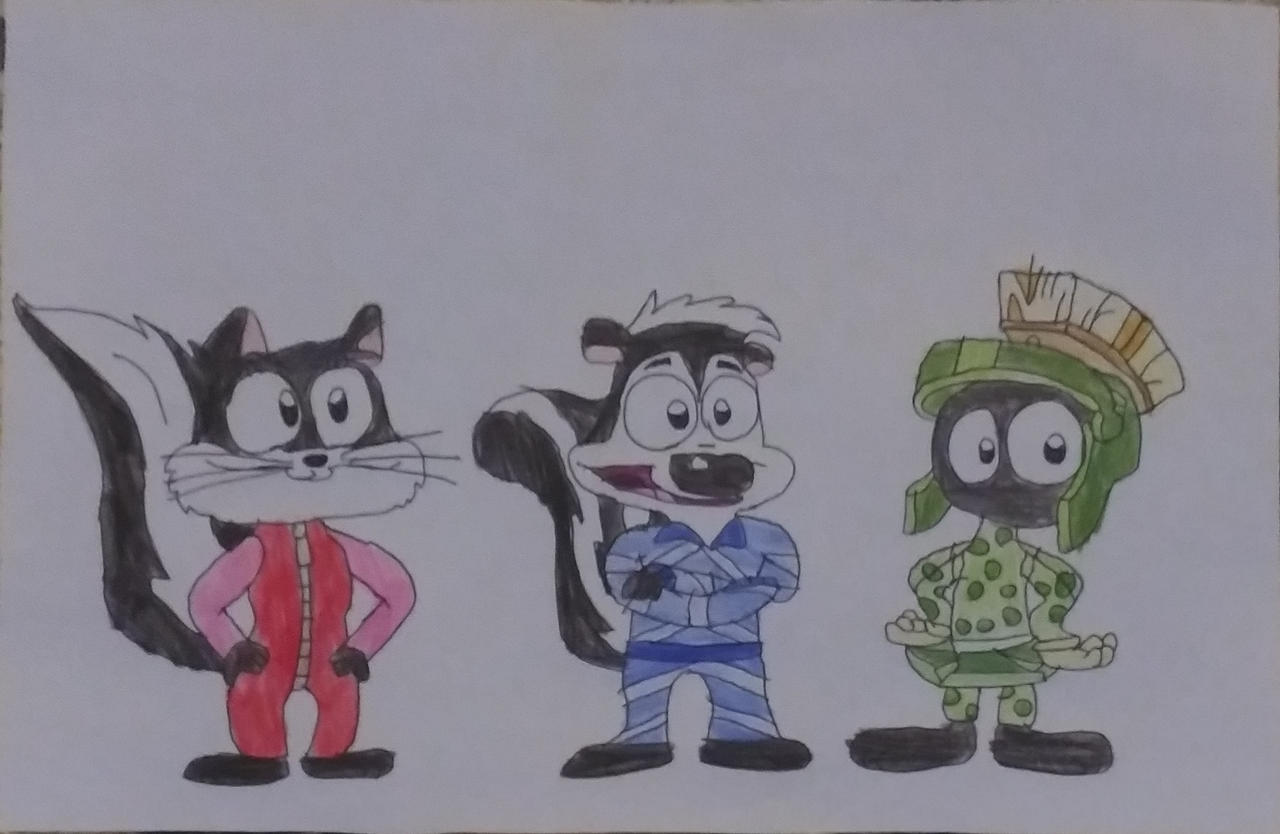 Pepe Le Pew Penelope and Marvin in their Pajamas by looneytunesfanlhl ...