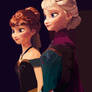 Elsa and Anna at the Coronation - digital