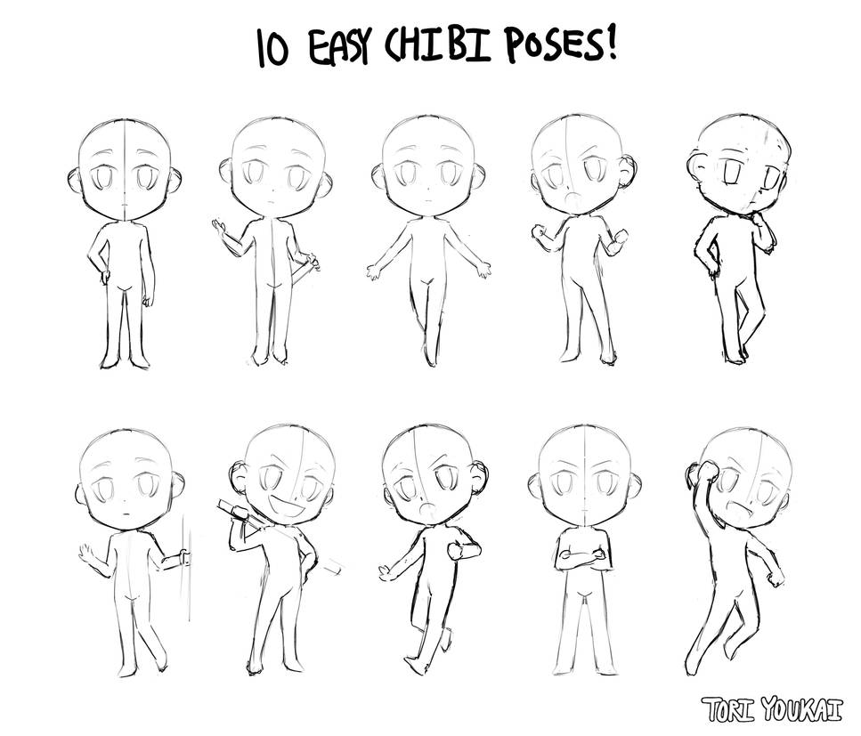 10 EASY CHIBI POSES! (FTU) by ToriYoukai on DeviantArt