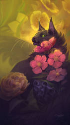 Kitty in the Flowers