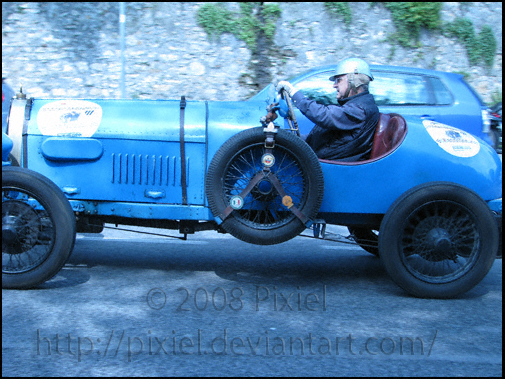 blue car in a good way...go on