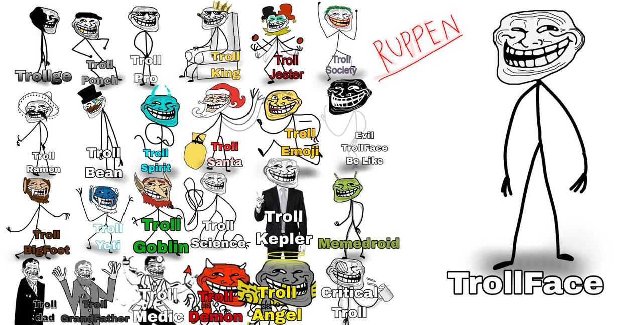 Trollface First Design Trollface Versions And similar characters by ruppen on DeviantArt