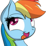 Rainbow Dash making a silly face in response