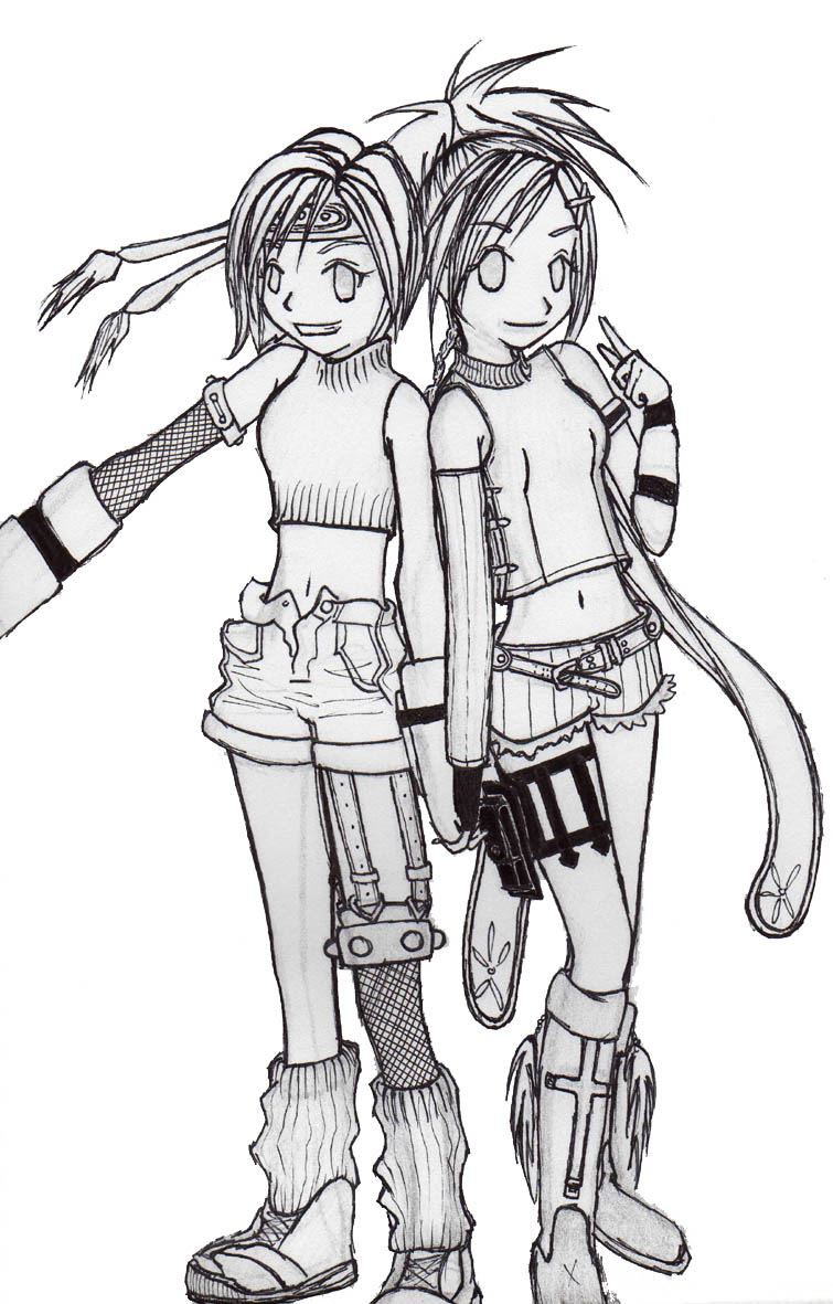 Rikku and Yuffie - Sketch