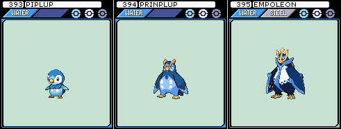 Piplup, Prinplup and Empoleon