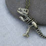 Brass T-rex Skeleton Necklace