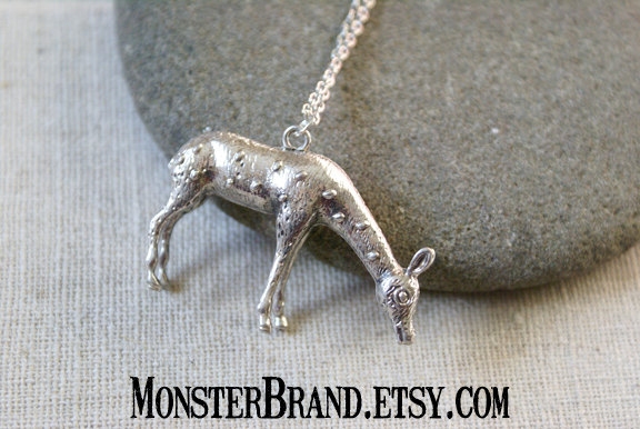 Large Silver Doe Necklace