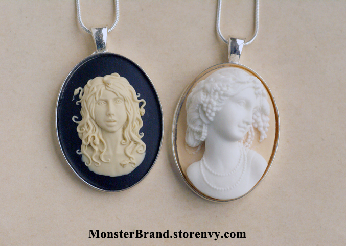 Victorian and Medusa Cameo Necklaces