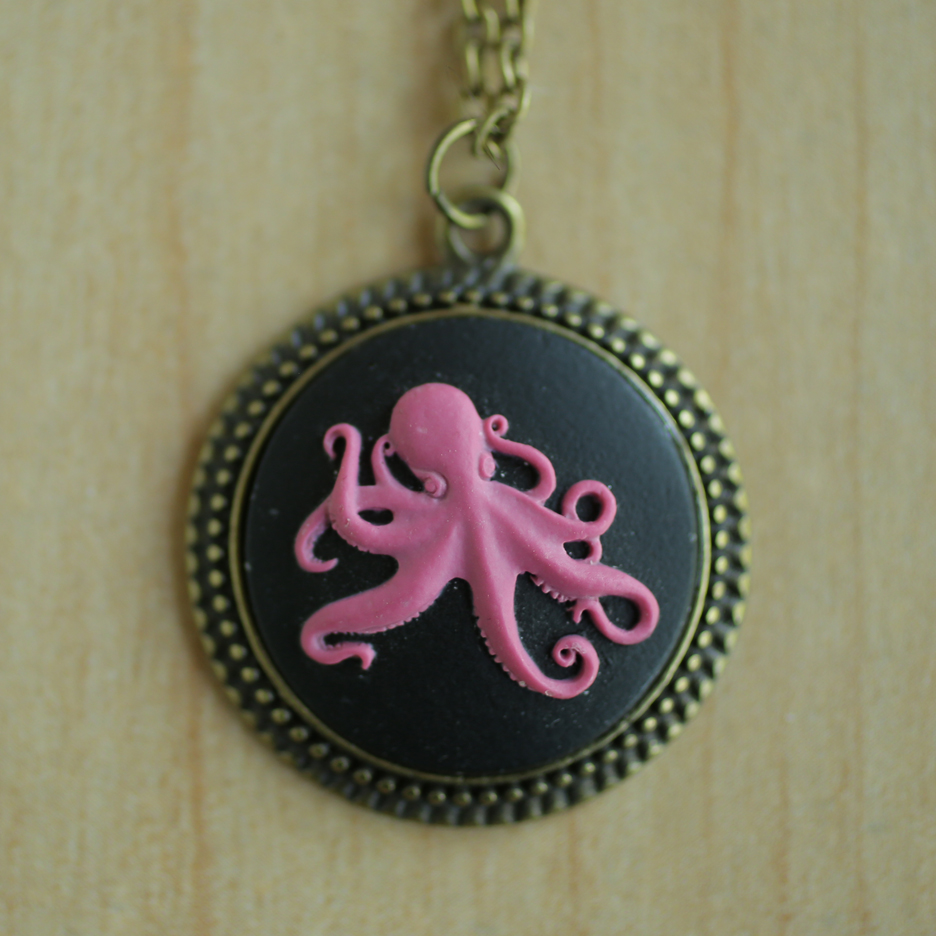 Pink Octopus Necklace