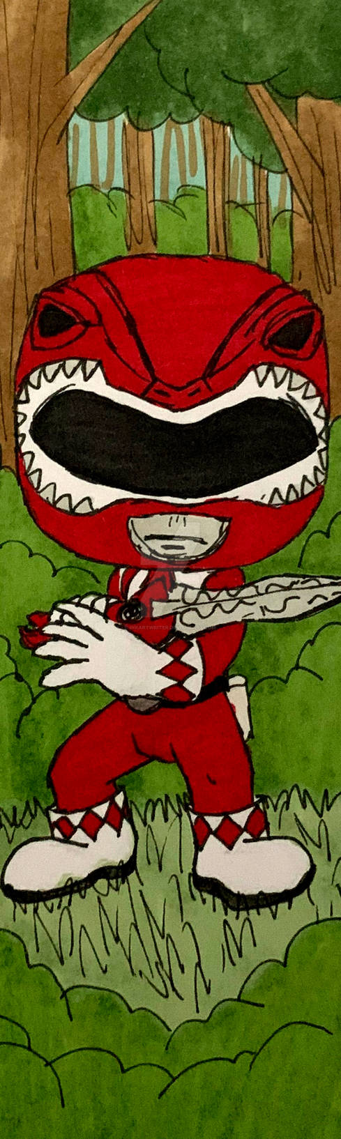 Pop Figure Bookmark - Mighty Morphin Red Ranger by InkArtWriter on ...