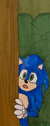 Scared Sonic Bookmark by InkArtWriter