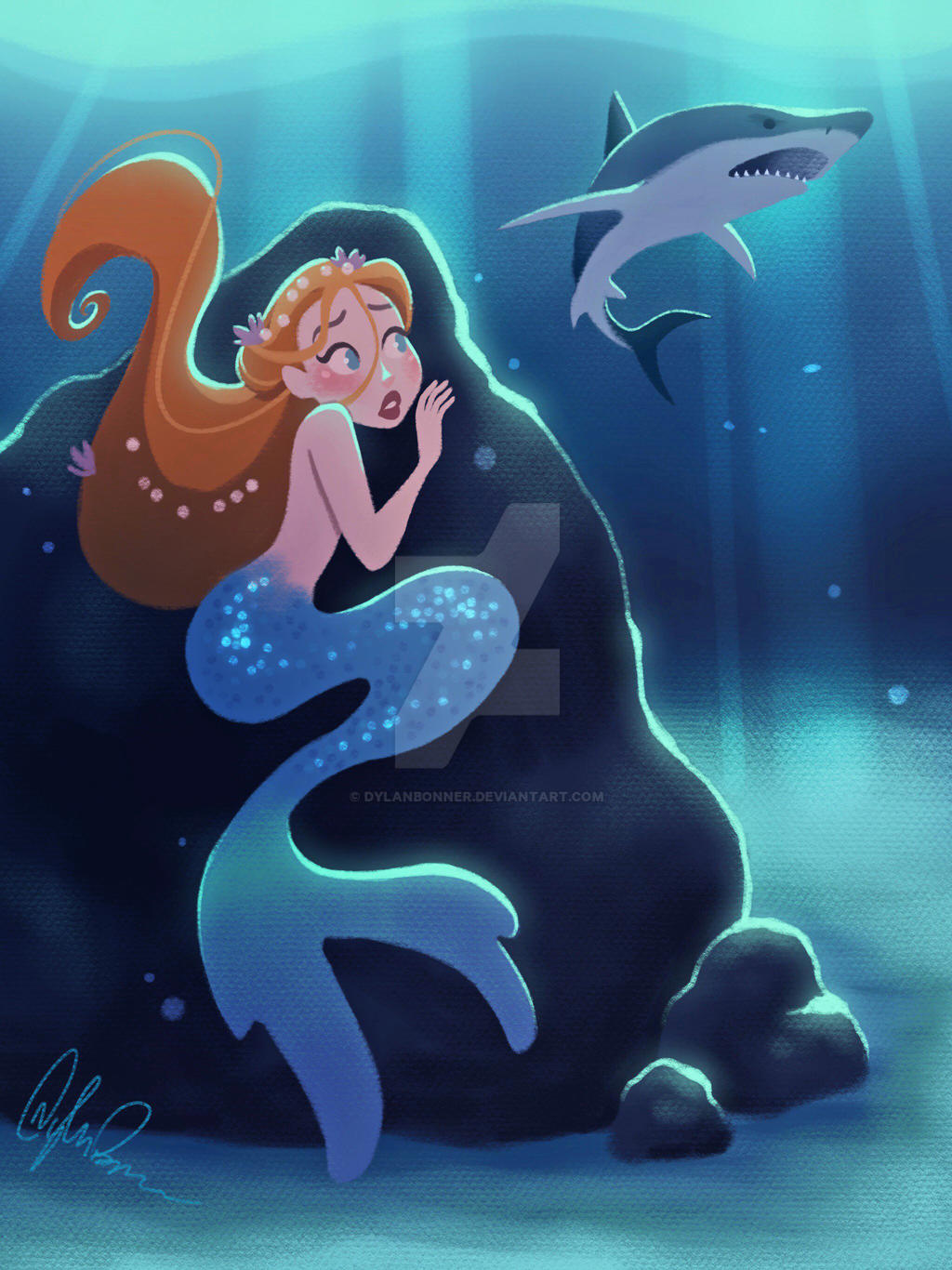 Mermaid Ride Shark Mermaid and Shark by DylanBonner on DeviantArt