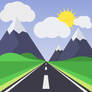 1 Point Perspective Mountain Road Scene