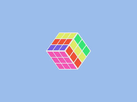 Flat 3D Rubix Cube Animation