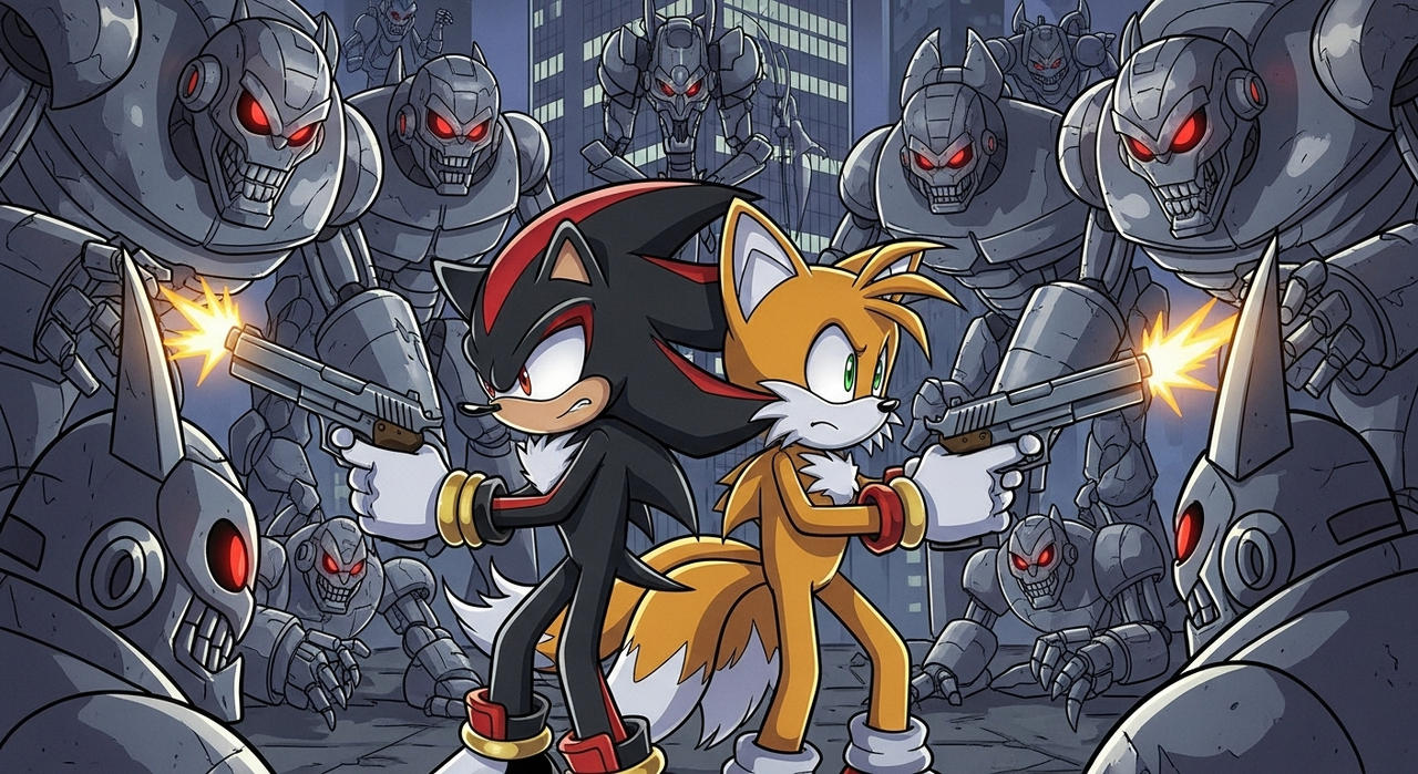 Shadowfriendly Deviantart Tails Shadow and Tails are surrounded by robots 2 by gamer123322 on DeviantArt