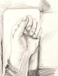Hand on a sketchbook, Main sur un carnet