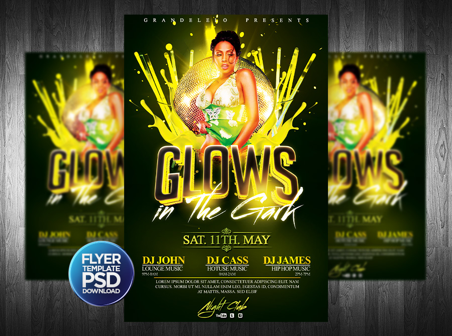 Glows in the Dark Party Flyer PSD