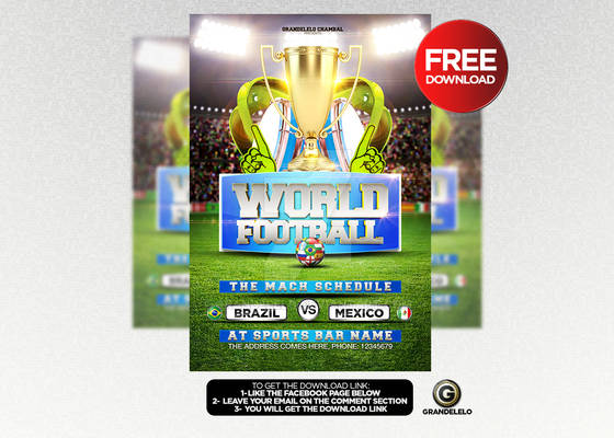 FREE DOWNLOAD World Soccer Cup  Flyer Template PSD