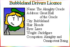 K and O:Bubbleland Drivers Licence