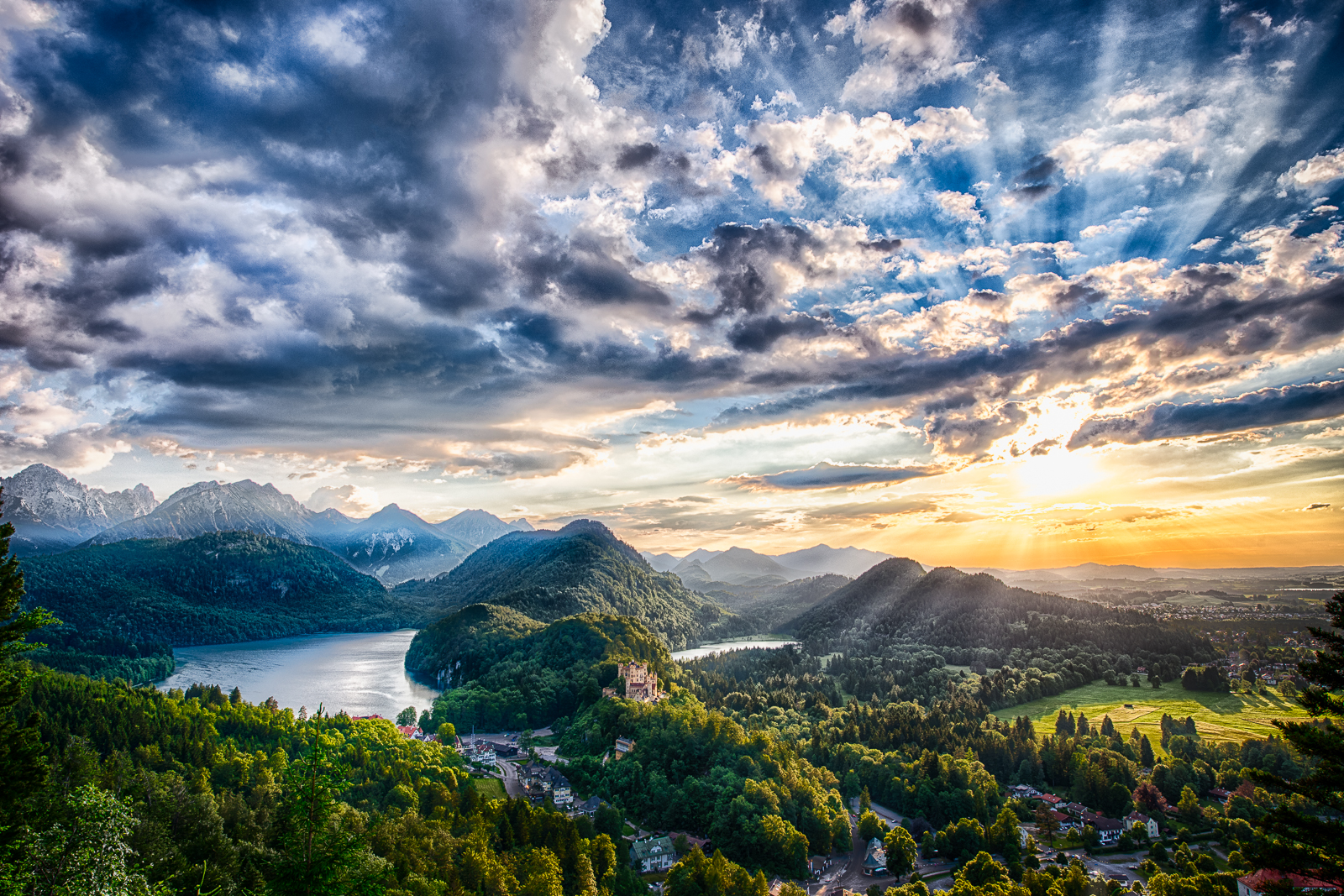 Bayern, Neuschwanstein region sunset