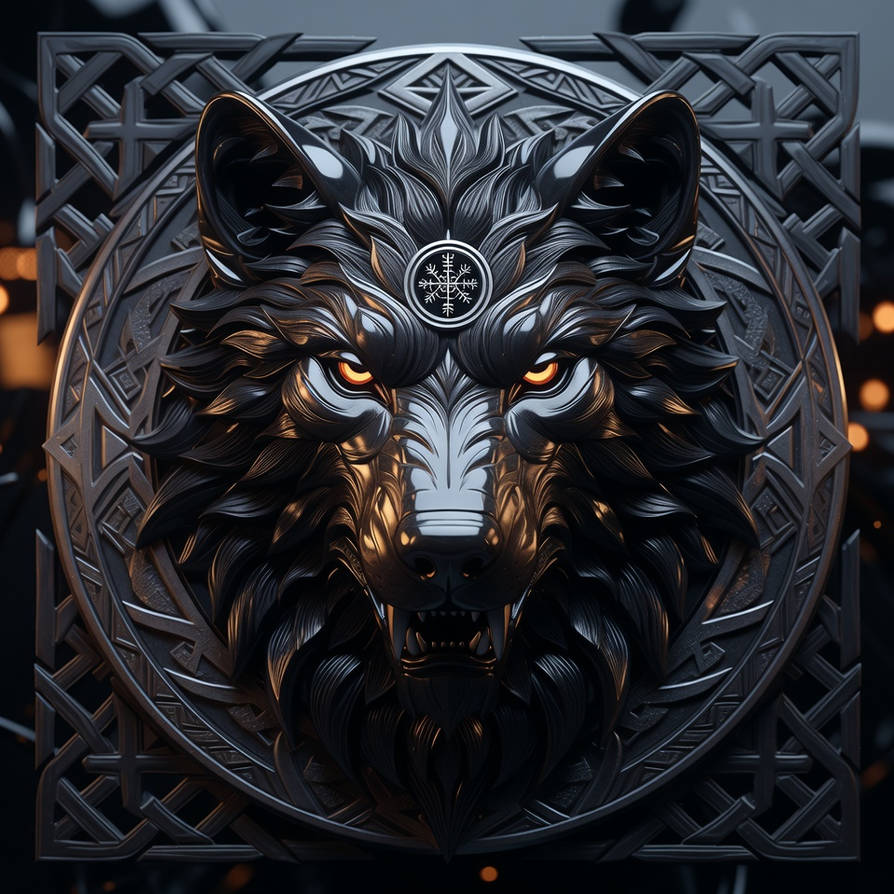 Crest Rune Dark Nordic Wolf Emblem Viking Rune Crest 3D Ren by ValdrStudio on ...