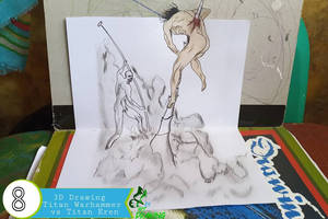 3D drawing hammer titan vs titan eren