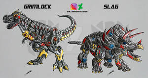 Grimlock and Slag Transformer Battle Machine