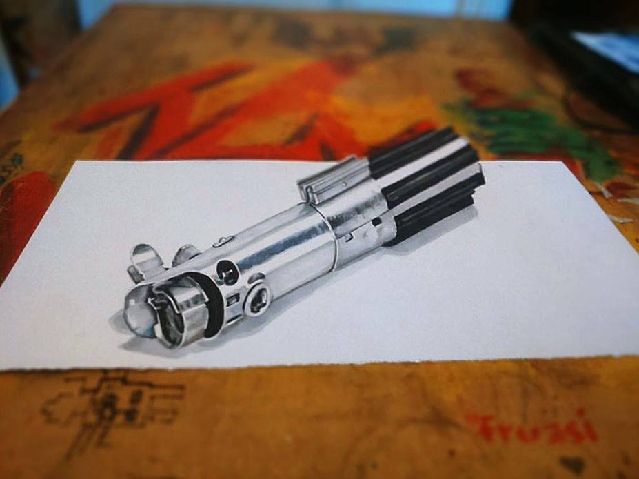 Luke Lightsaber Anamorphicdrawing