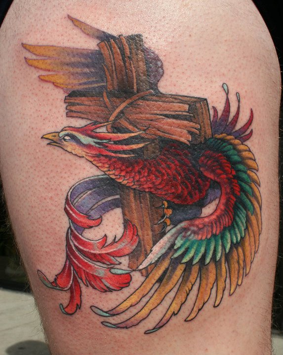 Phoenix Cross Tattoo