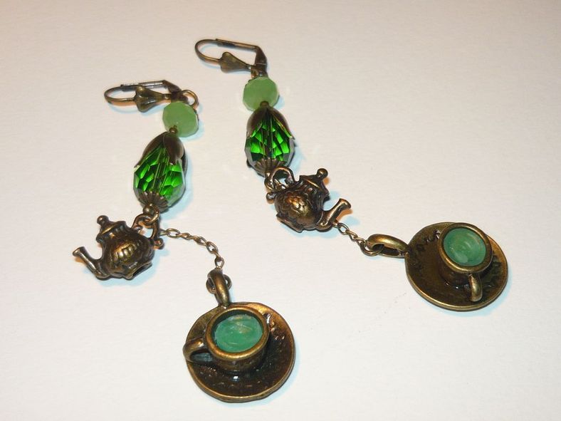 Green Tea-Time  Earrings for *Lightwings16