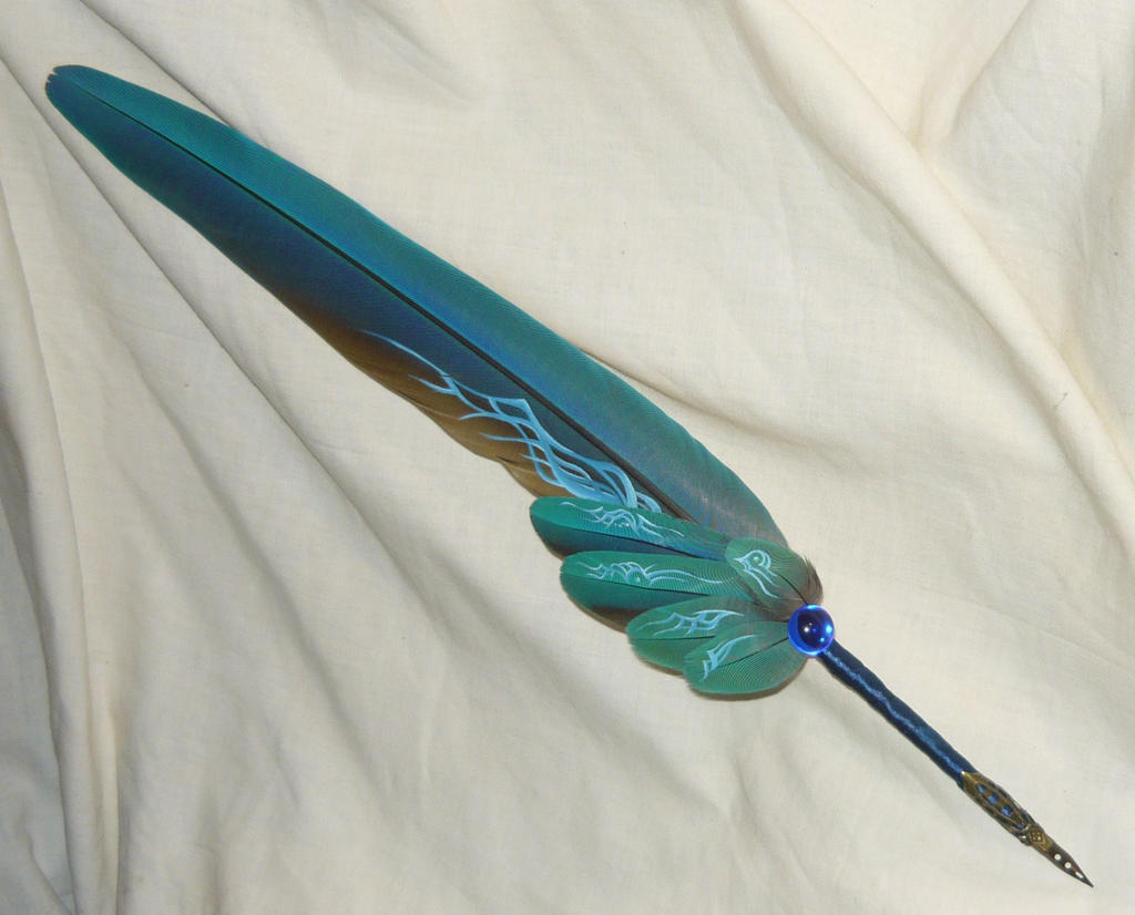 Azure Spirit - handpainted Featherquill