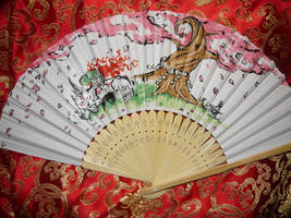 Okami ~ Resting Goddess - handpainted Paperfan