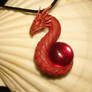 Crimson Dragon - handsculpted Pendant