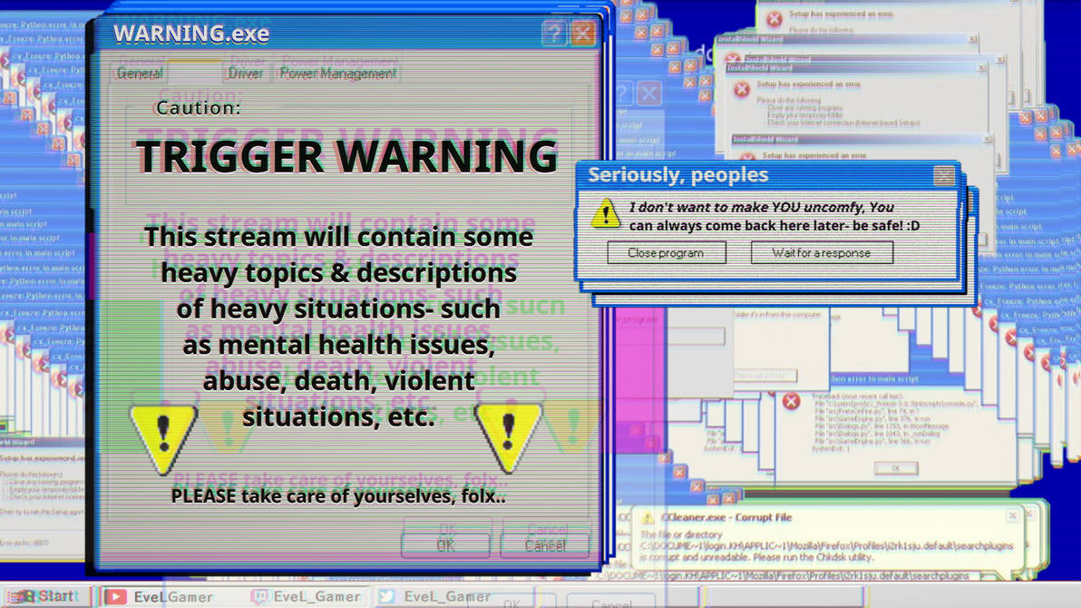 Trigger Warning Screen by EveLDoodles on DeviantArt