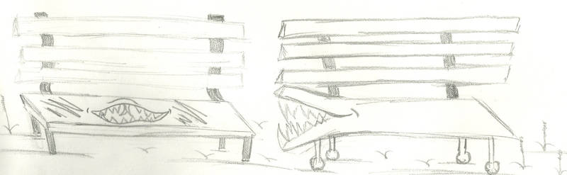 biting benches sketch