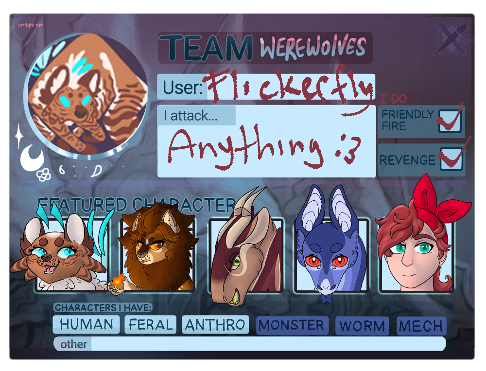 Art Fight 2023 Team Werewolves by Flickerflyy on DeviantArt