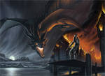 Smaug Attacks Laketown by TobyCarr