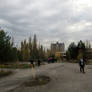 Tourists in dead city