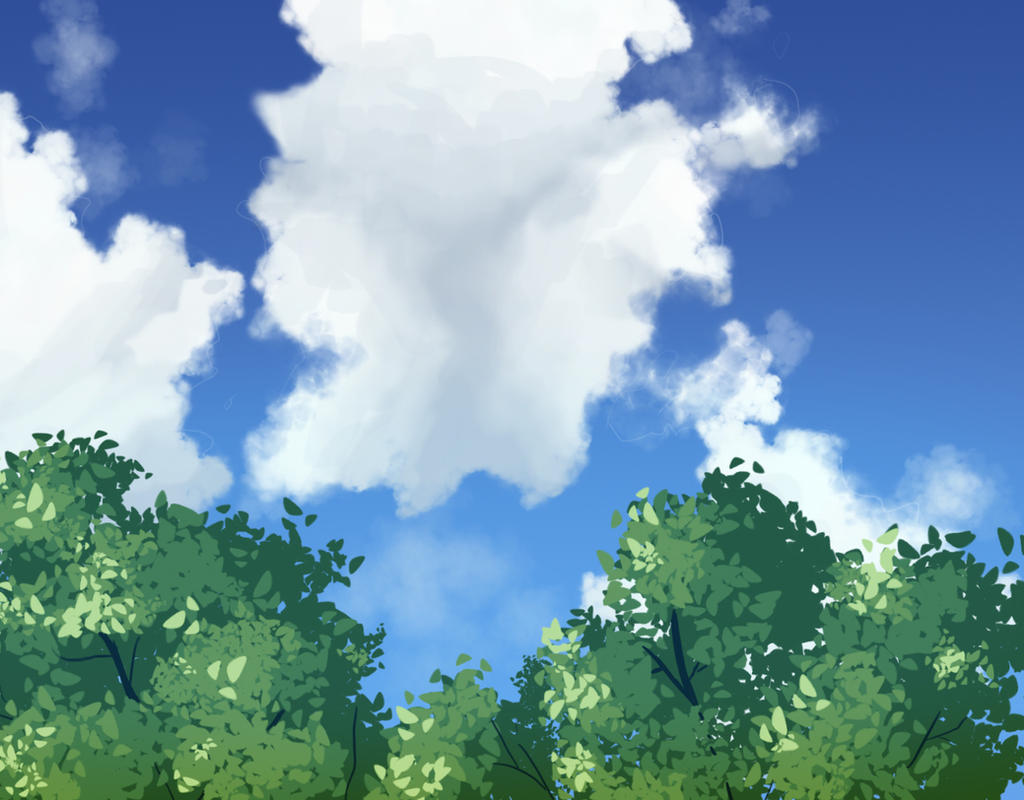 Anime Trees and Sky by WorldsOfPivot on DeviantArt