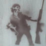 Stencil of rebel with molotov