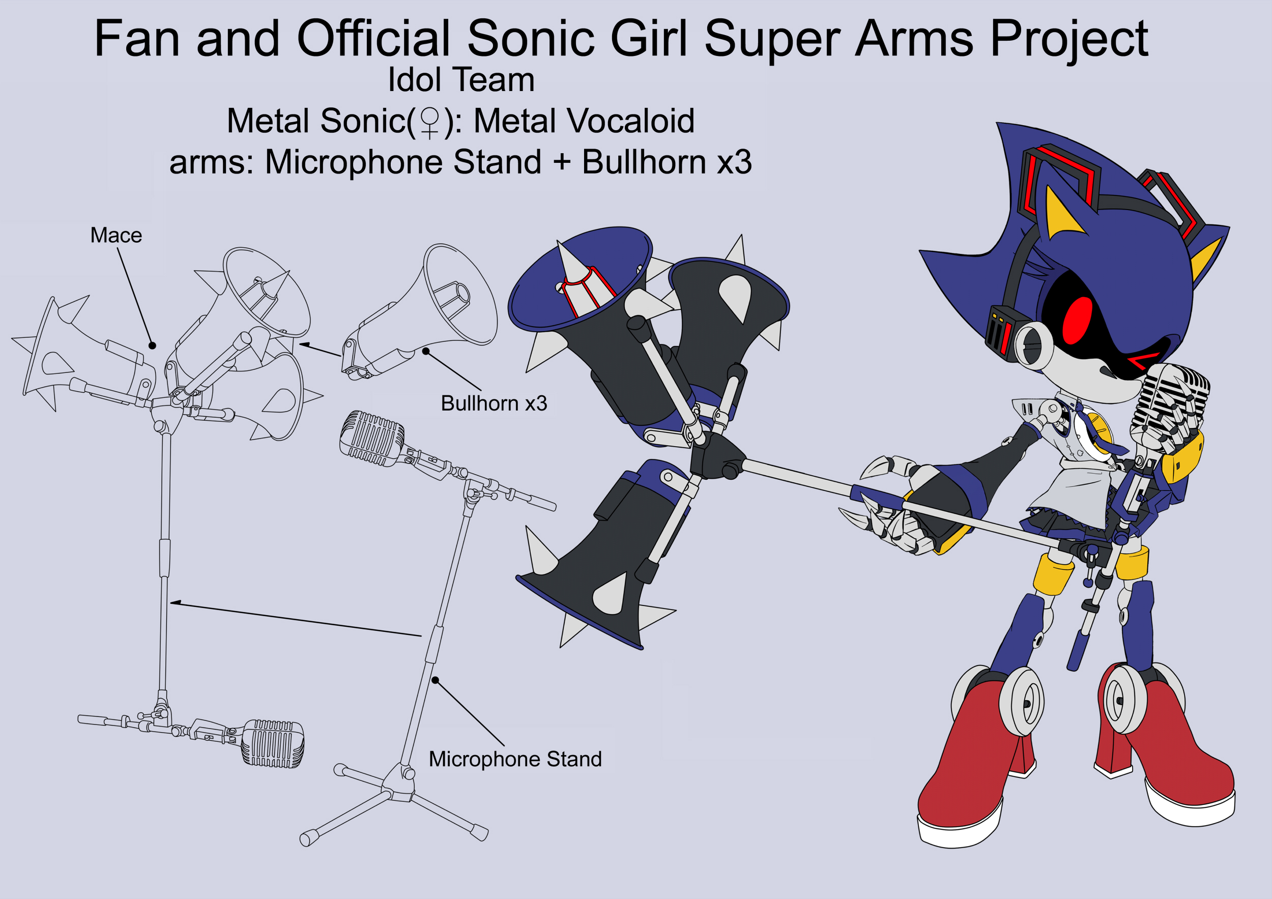 sonicsuperarmsproject metal sonic designtest by skyshek.