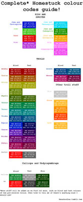 Homestuck colour guide! [NEEDS UPDATING]
