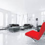 room with red chair