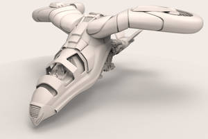 Sci-fi Vehicle Clay Render #1